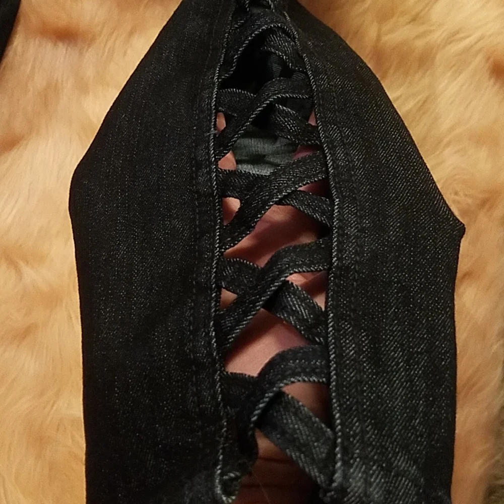 BLACK CRYSTAL BLUE JEANS - Picture 4 of 9